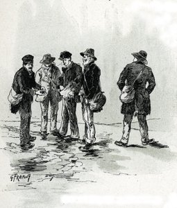 巴黎莫贝尔区的街头商贩的雪茄和烟头 古斯塔夫·弗莱蓬（Gustave Fraipont，1849-1923 年）的绘画取自圣朱尔 (Saint-Juirs) 的《穿越巴黎的塞纳河》