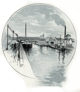 巴黎奥尔克运河上的瓦兹码头风景图 古斯塔夫-弗拉庞（1849-1923 年）在圣茹尔绘制的图画 作者 Gustave Fraipont