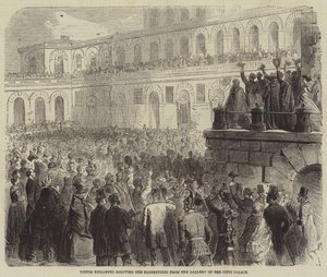 Victor Emmanuel从Pitti Palace画廊向佛罗伦萨人致敬