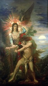 雅各和天使，1878年 作者 古斯塔夫·莫罗（Gustave Moreau）