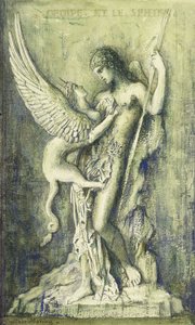 俄狄浦斯和狮身人面像； Oedipe et le Sphinx， 作者 古斯塔夫·莫罗（Gustave Moreau）