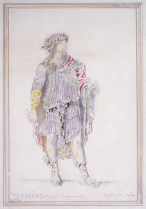 Pythéas，阴谋家和醉酒的寄生虫，萨波剧院的人物（纸上铅笔加水彩和水粉）。 作者 古斯塔夫·莫罗（Gustave Moreau）