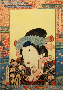 歌舞伎演员大野喜久郎三世扮演静香御前，1830年。 作者 玉流亭重晴