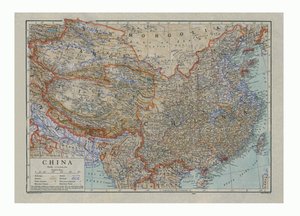 中国地图，约1910年 作者 埃默里沃克有限公司