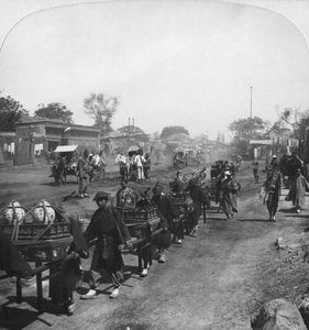 中国丧葬队伍，载有亡灵的食物，北京，中国，1901年