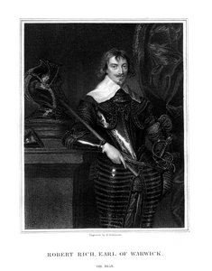 罗伯特·里奇（Robert Rich），沃里克第二任伯爵，英国殖民地行政官，1827年 作者 鲁宾逊
