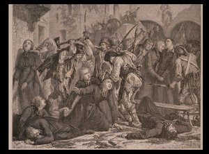 1792年9月的牧师大屠杀，由查尔斯毛兰雕刻 作者 夏勒（H. de la Charlerie）