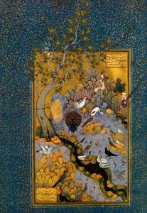 Mantiq al-Tayr的对开本 《鸟的语言》，阿塔尔著，约1600年。   作者 哈比卜真主
