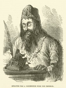 Gulliver has a conference with the Emperor (engraving) 作者 继 Hablot Knight Browne 之后