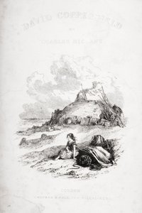 查尔斯-狄更斯（1812-70）的《大卫-科波菲尔》扉页插图，首次出版于1850年（平板）。 作者 Hablot骑士布朗