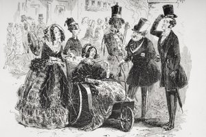 巴格斯托克少校很高兴有这样的机会，查尔斯狄更斯（1812-70）的“Dombey and Son”插图首次出版1848年（细节259260） 作者 Hablot骑士布朗