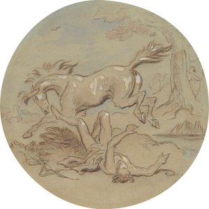 维纳斯与阿多尼斯》系列插图的 18 幅版画设计之一 作者 Hablot骑士布朗