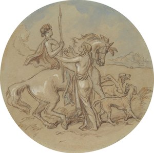维纳斯与阿多尼斯》系列插图的 18 幅版画设计之一 作者 Hablot骑士布朗