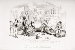 Brickmaker的访问，查尔斯狄更斯（1812-70）的“荒凉之家”插图1853年出版 作者 Hablot骑士布朗