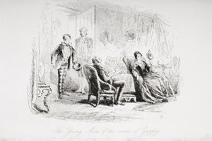 这位名叫孔雀的年轻人，查尔斯·狄更斯（1812-70）的“荒凉之家”插图发表于1853年 作者 Hablot骑士布朗