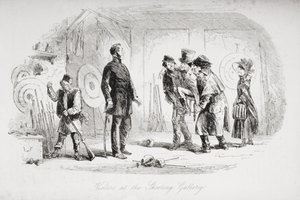 射击馆的参观者，查尔斯·狄更斯（1812-70）的“荒凉之家”的插图于1853年出版 作者 Hablot骑士布朗