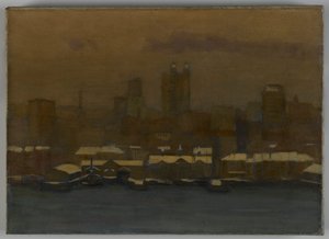 河边，纽约在冬天，c.1912 作者 汉密尔顿复活节场