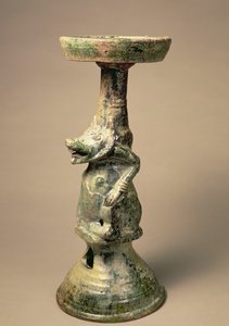 早期中国陶器灯，墓葬，汉代，公元25-220（陶瓷）