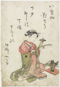 名妓哈纳赫？伊势屋，1770年代早期（彩色木版画） 作者 花usa重信
