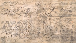 战斗场景，17世纪末至18世纪初。 作者 羽川钦长