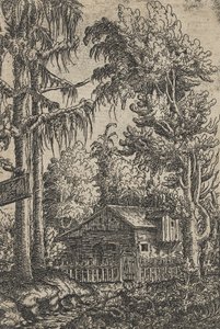 一间小屋和两棵松树
