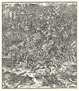 吉尼盖特之战，法国，1479年8月7日（雕刻）。 作者 汉斯（后）布格克迈尔