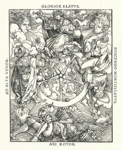 彼特拉克 (Petrarch) 出自 remediis utriusquefortunae (Remedies for Fortune and Foul) 的木刻（雕刻） 作者 汉斯（后）布格克迈尔