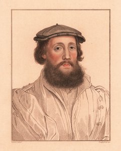 一个无名男子的肖像，亨利八世国王的宫廷，c。 1532.,1812（雕刻） 作者 Hans (after) Holbein the Younger