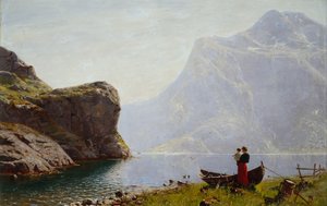峡湾岸边的妇孺（布面油画）
