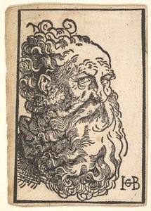 大胡子男人的头，约。 1518-19。 作者 汉斯·鲍登