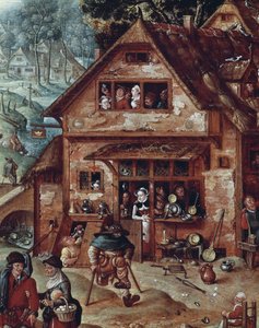 酒馆，村庄场景细节，汉斯-波尔（1534-1593 年）的画作 作者 汉斯·波尔