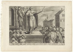 雷查比姆安特沃尔特人民 Geschiedenis van Jeroboam en Rechabeam（系列标题） 旧约神圣历史宝库 (...)（系列标题） 作者 Hans Collaert (I) (归属于)