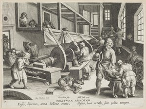 Politura Armorum（抛光武器），来自Nova Reperta（现代发现）系列的第17号板块（雕刻在纸上）