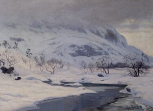 山风景，冬天 作者 汉斯·弗雷德里克·亨里克森·博根