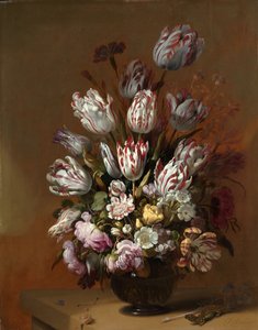 有花的静物，1639年。 作者 汉斯·吉利斯。博隆吉尔