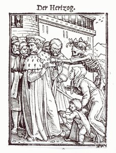 死亡和公爵，来自“死亡的舞蹈”，由Hans Lutzelburger雕刻，第1538页 作者 小汉斯·霍尔拜因