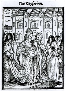 死亡与女皇，来自&39;死亡之舞&39;，由Hans Lutzelburger雕刻，第1538页 作者 小汉斯·霍尔拜因