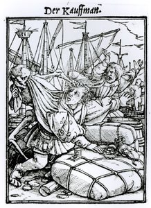 死亡和商人，来自“死亡之舞”，由Hans Lutzelburger撰写，第1538页 作者 小汉斯·霍尔拜因