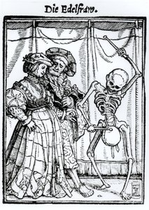 死亡和贵妇，来自“死亡之舞”，由Hans Lutzelburger雕刻，第1538页 作者 小汉斯·霍尔拜因