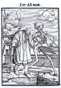 死亡和老人，来自“死亡的舞蹈”，由Hans Lutzelburger雕刻，第1538页 作者 小汉斯·霍尔拜因