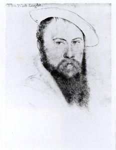 托马斯怀亚特爵士的肖像（约1521-54）（铅笔和木炭在纸上） 作者 Hans Holbein der Jüngere
