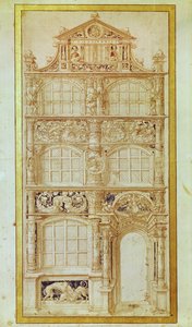 关于三层楼房屋和山墙（纸上墨水笔）外立面的建议 作者 小汉斯·霍尔拜因