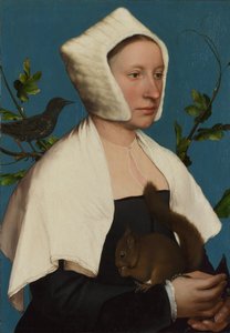 一位有松鼠和史达琳·安妮·洛维尔的女士c。 1527 作者 小汉斯·霍尔拜因