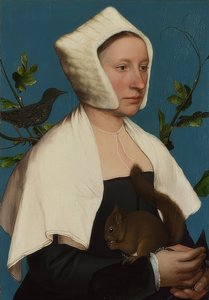 有松鼠和星星的女士（Anne Lovell？）。约于1526-28年 作者 小汉斯·霍尔拜因