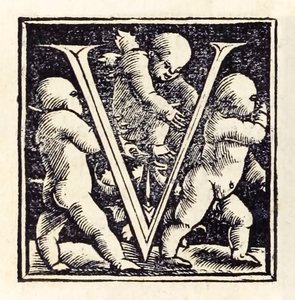 Illuminated "V" from the 1518 Basel third edition of 