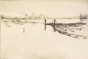 The Log Boom，约1924年（蚀刻） 作者 汉斯·克莱伯