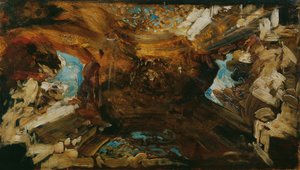 世界四大部分 "图案的彩色草图 作者 汉斯·马卡特（Hans Makart）