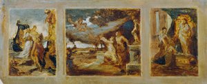 神话场景三联画草图 作者 汉斯·马卡特（Hans Makart）