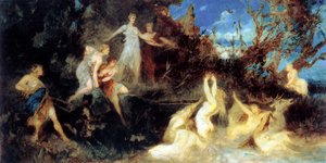 《戴安娜的狩猎》，研究，1879年。 作者 汉斯·马卡特（Hans Makart）