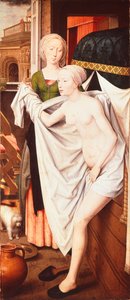 沐浴中的拔示巴，约1485年（绘画）。 作者 汉斯·梅姆林